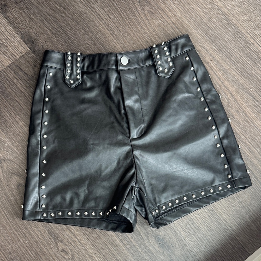 High waisted pleather festival shorts